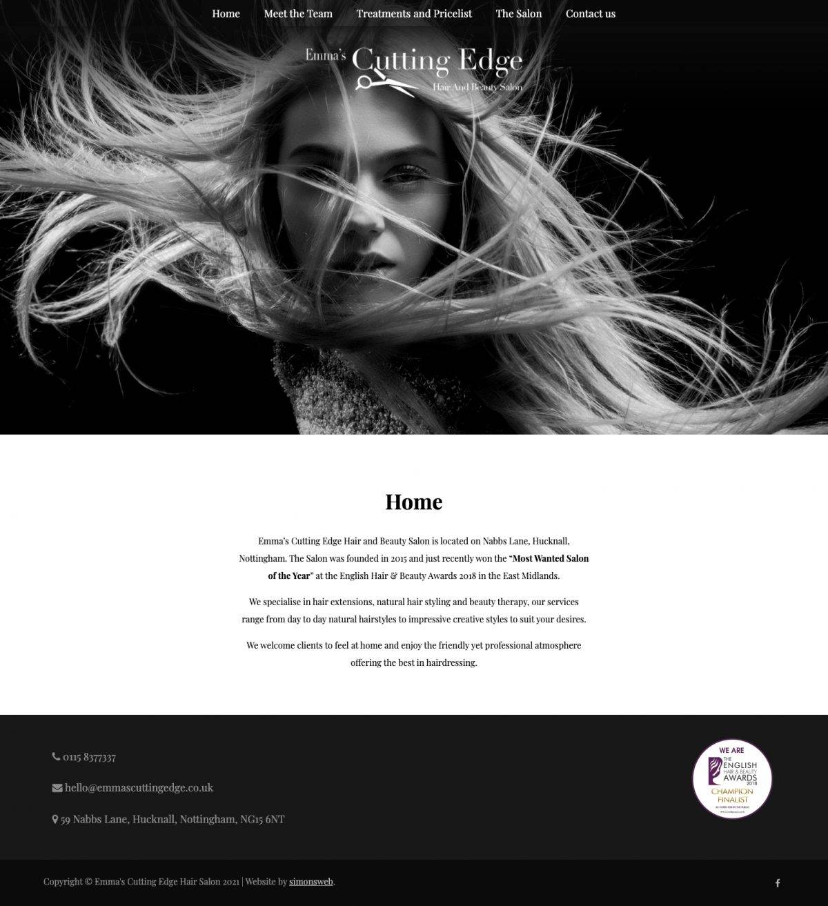 Bespoke Website Design Hair Salon